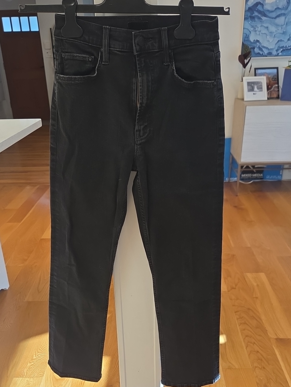 MOTHER Women's High Waisted Rider Black Ankle Cropped Denim Skinny Jeans (23)